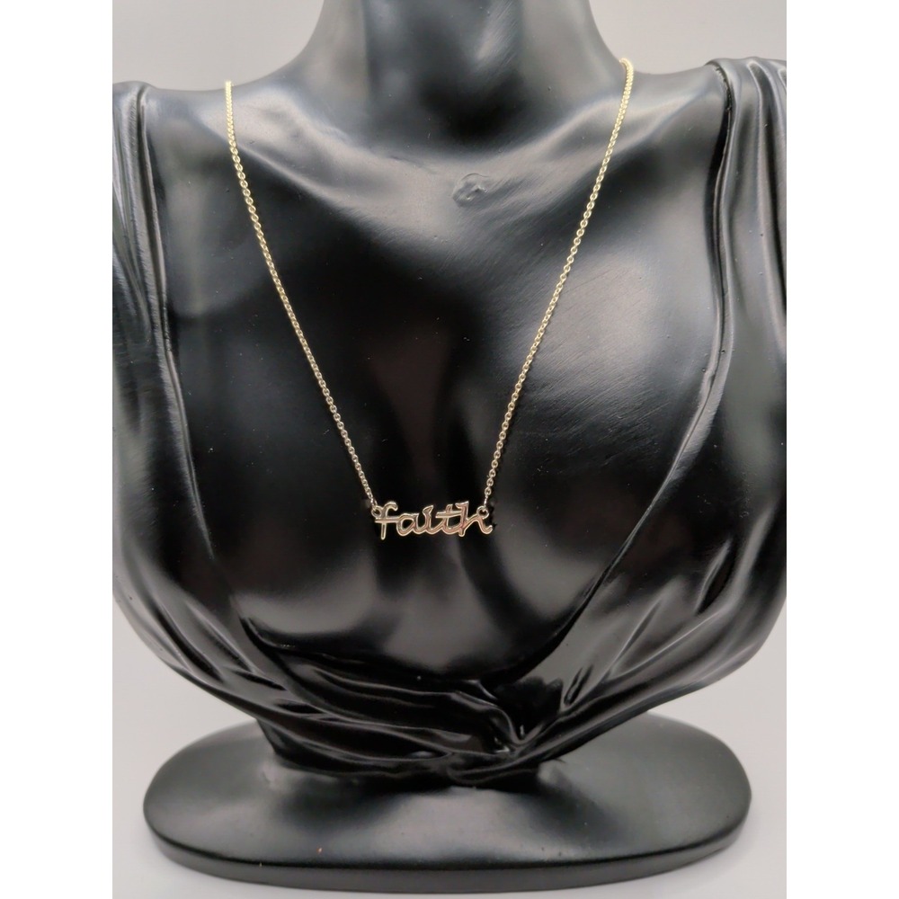 Gold Toned Faith Necklace‎ With Faith Word Pendant